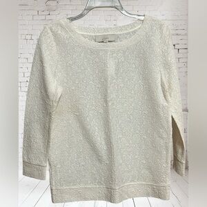 LOFT crew neck lace inspired sweatshirt, NWT, size small.